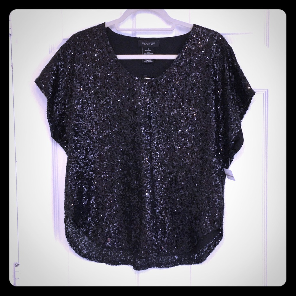 Mm couture sequin black dressy top small